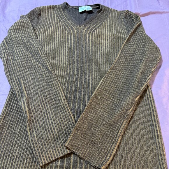 Armani Exchange A/X brown, ribbed, v-neck pullover sweater size Large - Picture 8 of 8